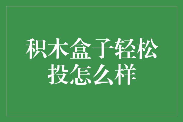 积木盒子轻松投怎么样