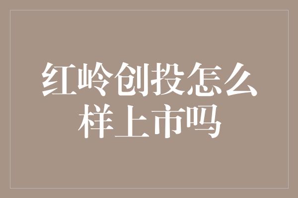 红岭创投怎么样上市吗