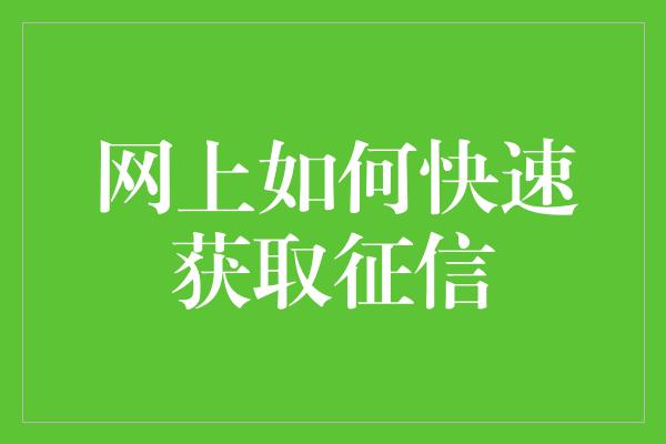 网上如何快速获取征信