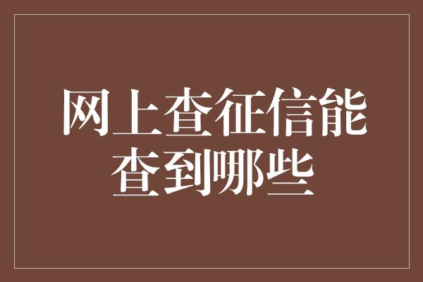 网上查征信能查到哪些