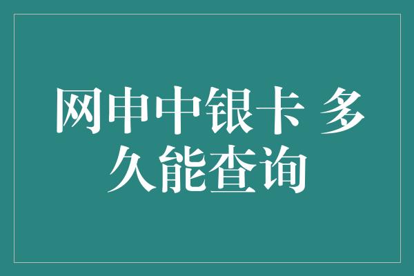 网申中银卡 多久能查询