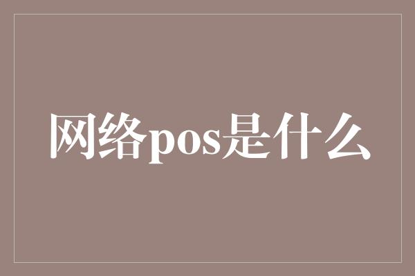 网络pos是什么