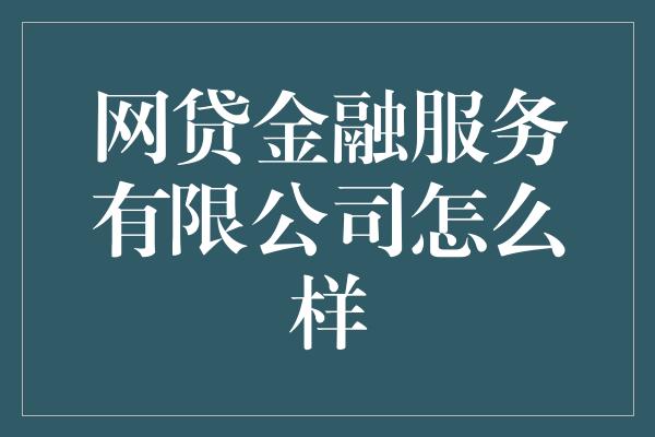 网贷金融服务有限公司怎么样