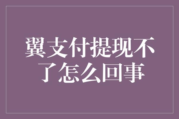 翼支付提现不了怎么回事