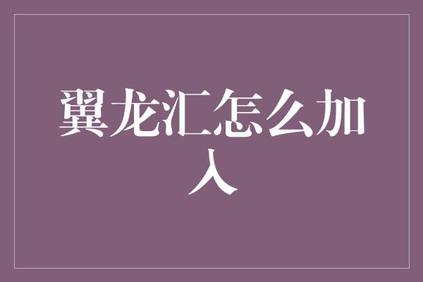 翼龙汇怎么加入