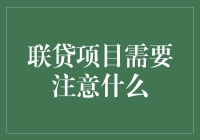 联贷项目的风险管理和注意事项