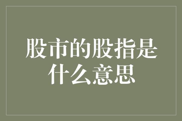 股市的股指是什么意思