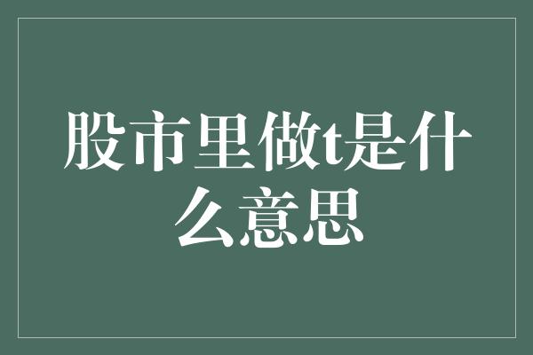 股市里做t是什么意思