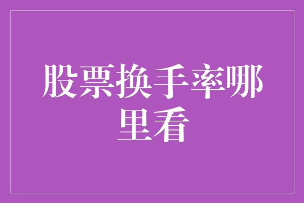 股票换手率哪里看