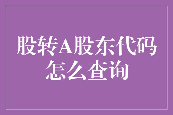 股转A股东代码怎么查询