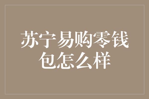 苏宁易购零钱包怎么样