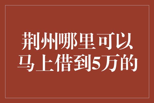 荆州哪里可以马上借到5万的