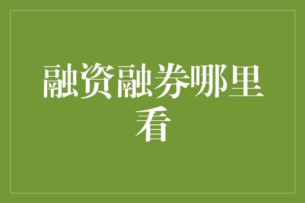 融资融券哪里看