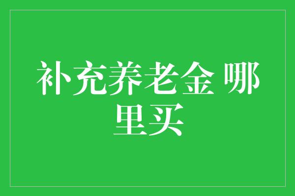 补充养老金 哪里买