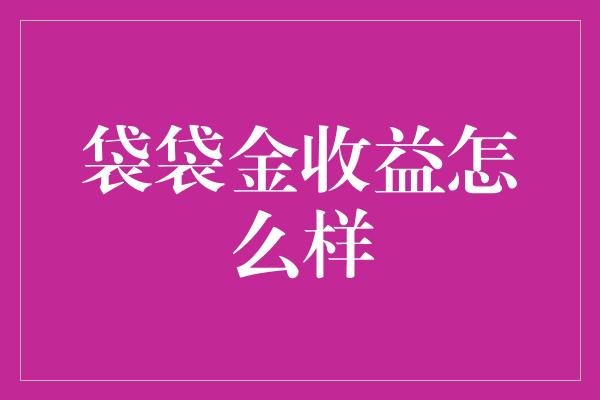 袋袋金收益怎么样