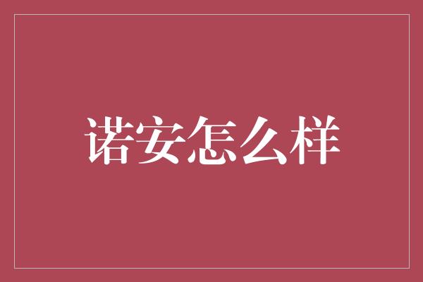 诺安怎么样