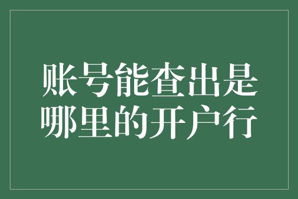 账号能查出是哪里的开户行