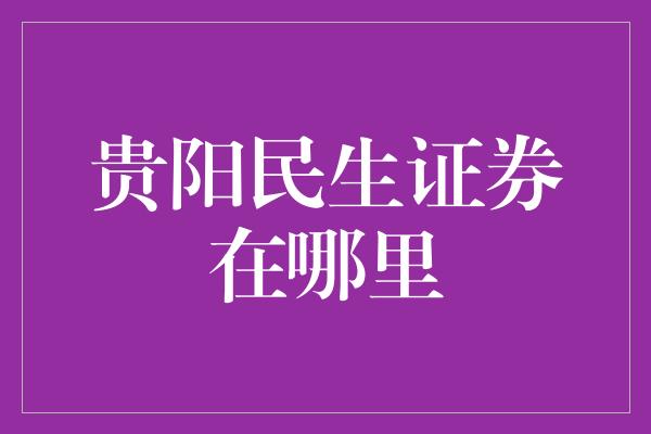 贵阳民生证券在哪里