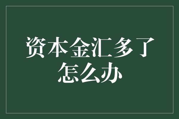 资本金汇多了怎么办