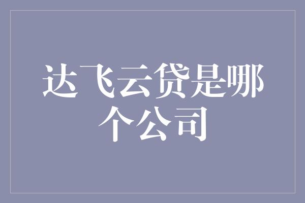 达飞云贷是哪个公司