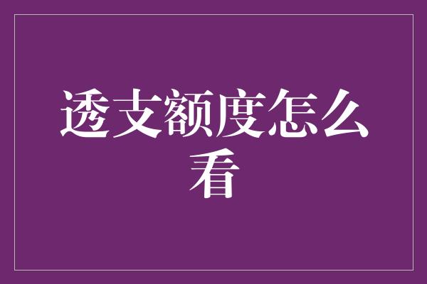 透支额度怎么看