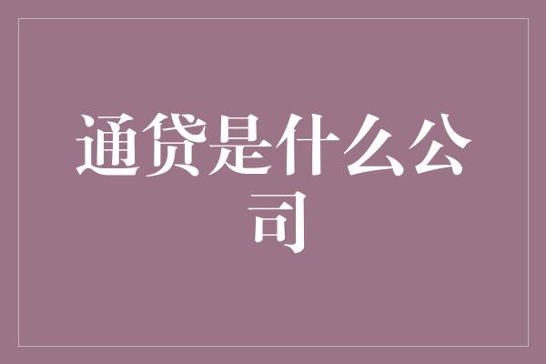 通贷是什么公司