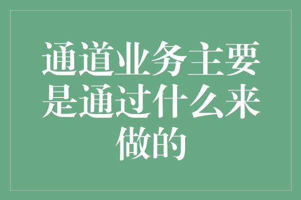 通道业务主要是通过什么来做的