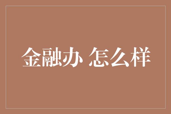 金融办 怎么样