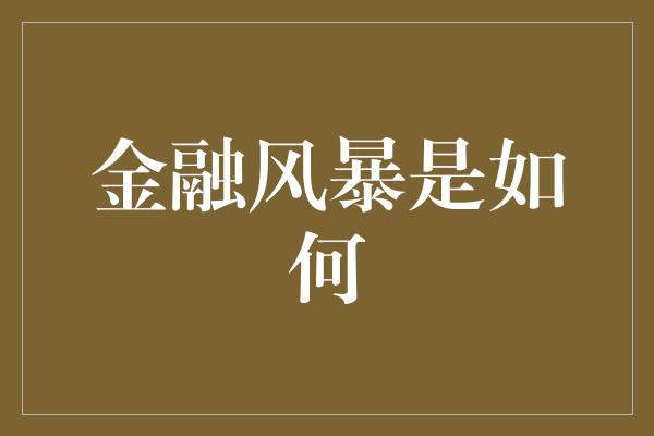 金融风暴是如何