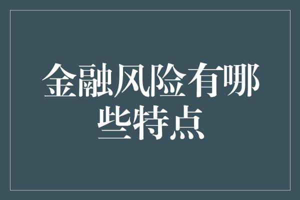 金融风险有哪些特点