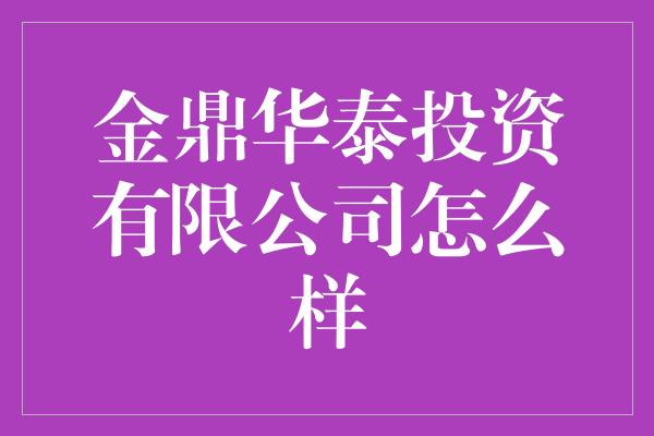 金鼎华泰投资有限公司怎么样