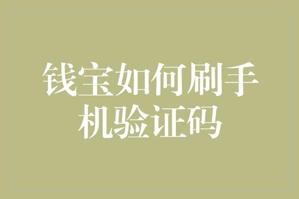 钱宝如何刷手机验证码