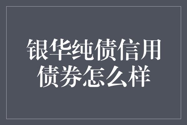 银华纯债信用债券怎么样