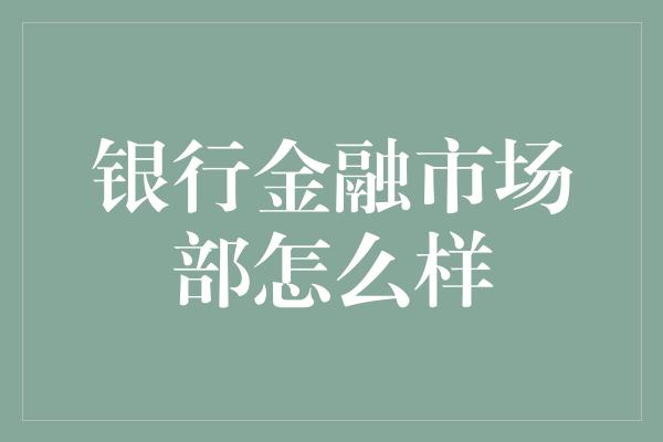 银行金融市场部怎么样