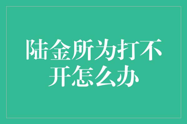 陆金所为打不开怎么办