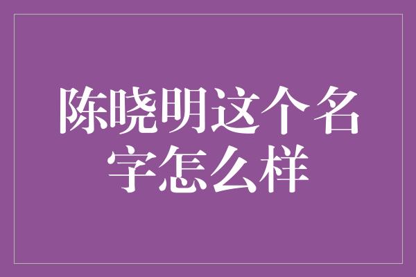 陈晓明这个名字怎么样