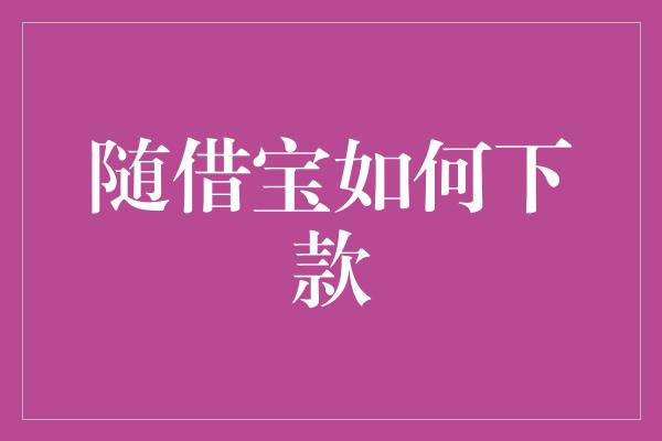 随借宝如何下款