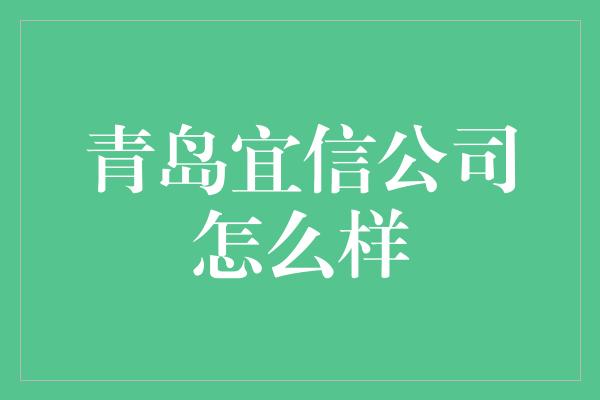 青岛宜信公司怎么样