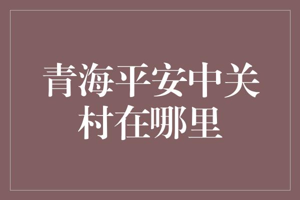 青海平安中关村在哪里