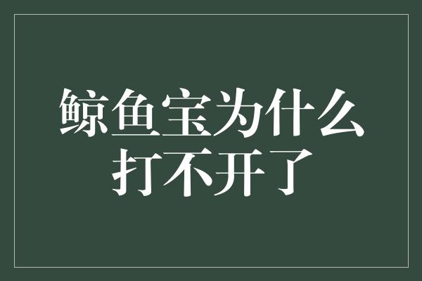 鲸鱼宝为什么打不开了