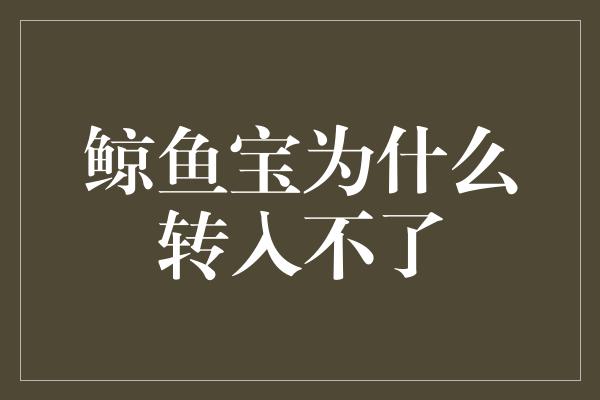 鲸鱼宝为什么转入不了