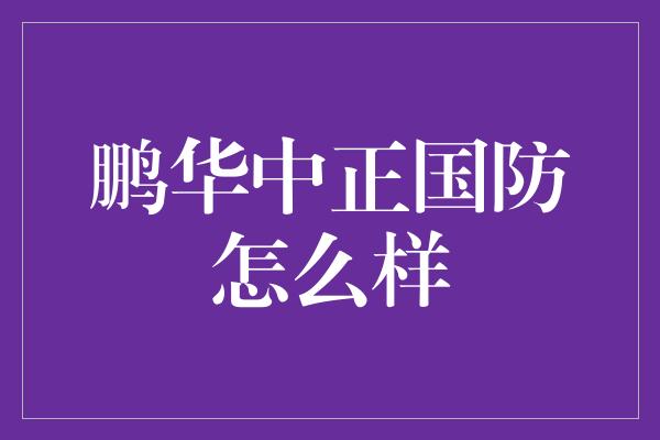 鹏华中正国防怎么样