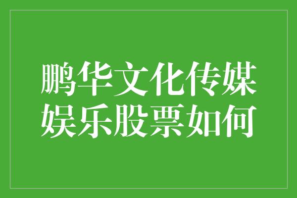 鹏华文化传媒娱乐股票如何