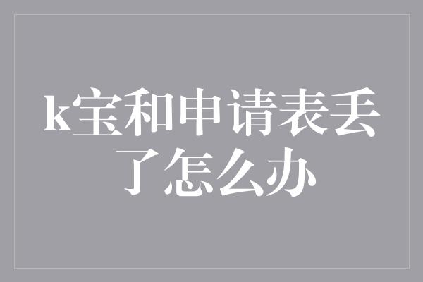 k宝和申请表丢了怎么办